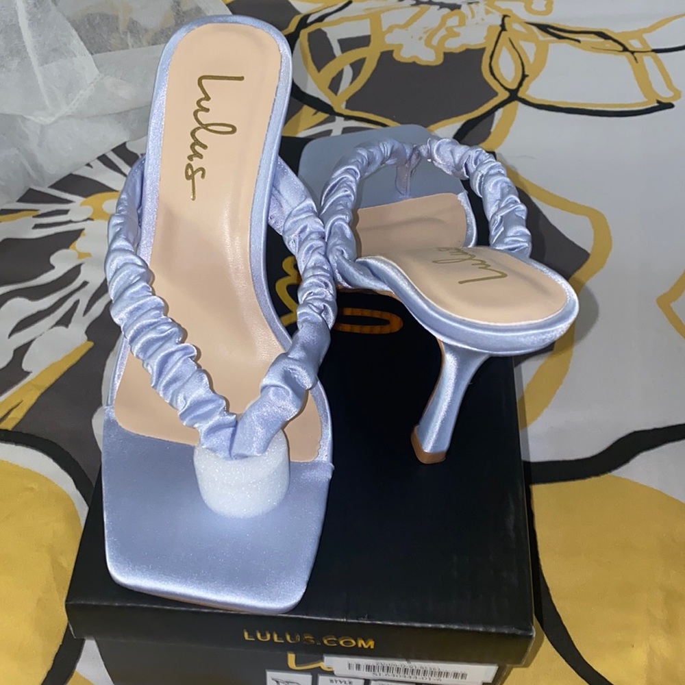 Satin blue heels